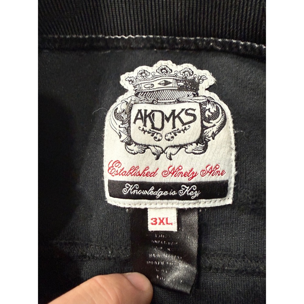 Akademiks Mens 3XL Velour Track Jacket Black Red Piping Full Zip Knowledge Key - Picture 6 of 11